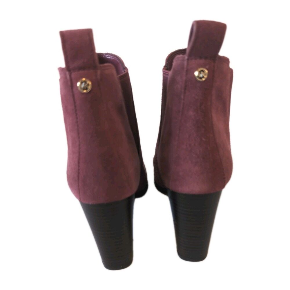 Michael Kors Magenta Suede Ankle Boots 4 Inch Heel Booties Women's Size 8 - Picture 5 of 10
